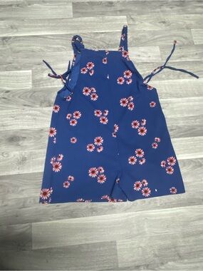 Speechless Navy Blue Floral Tie-Strap Romper with Pink daisy